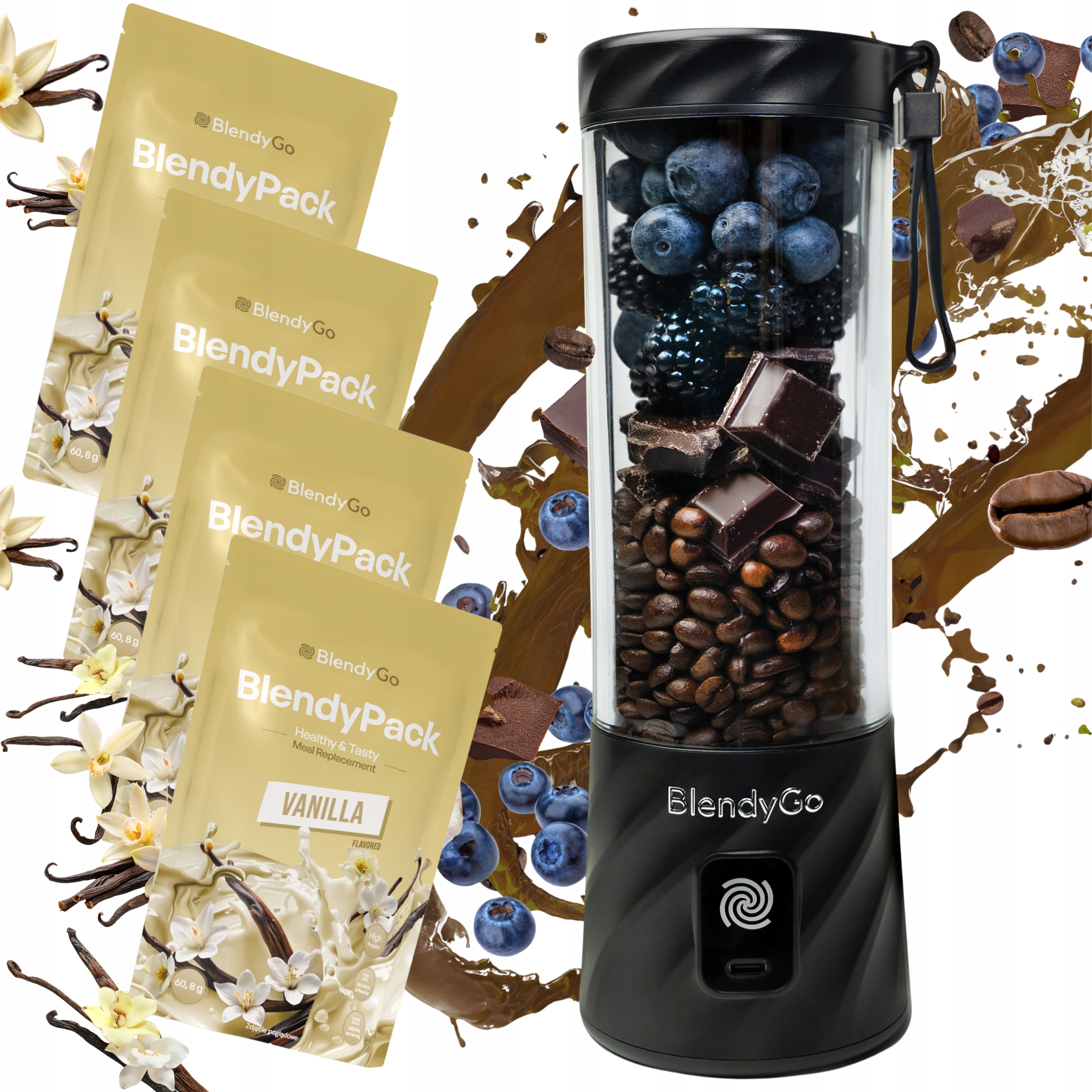 Originálny mixér BlendyGo 3 Bezdrôtový Usb 4 vrecká BlendyPack