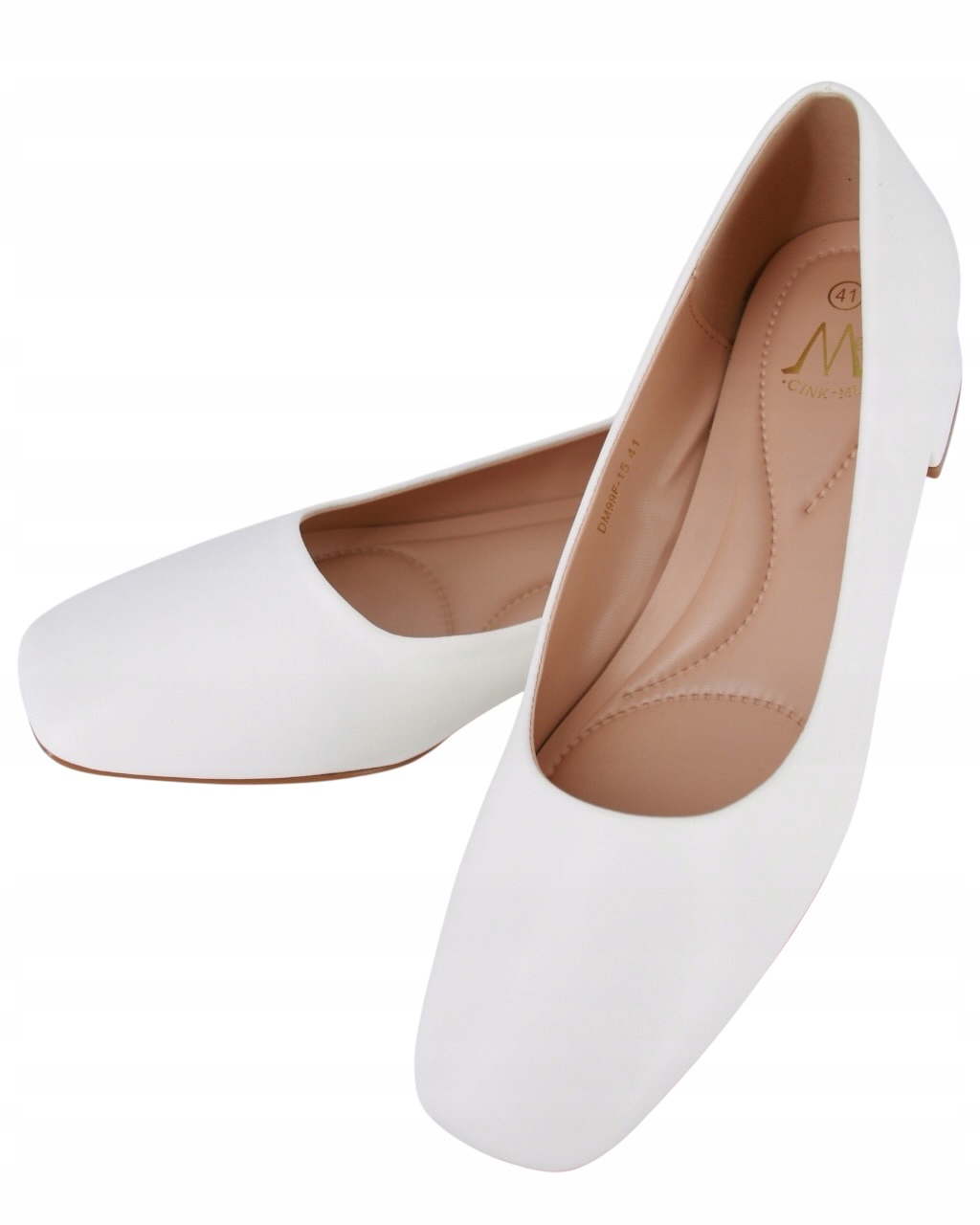 Lodičky Na Podpatku 3 CM Eko Kůže Bílé Pohodlné Dámské Polobotky 43