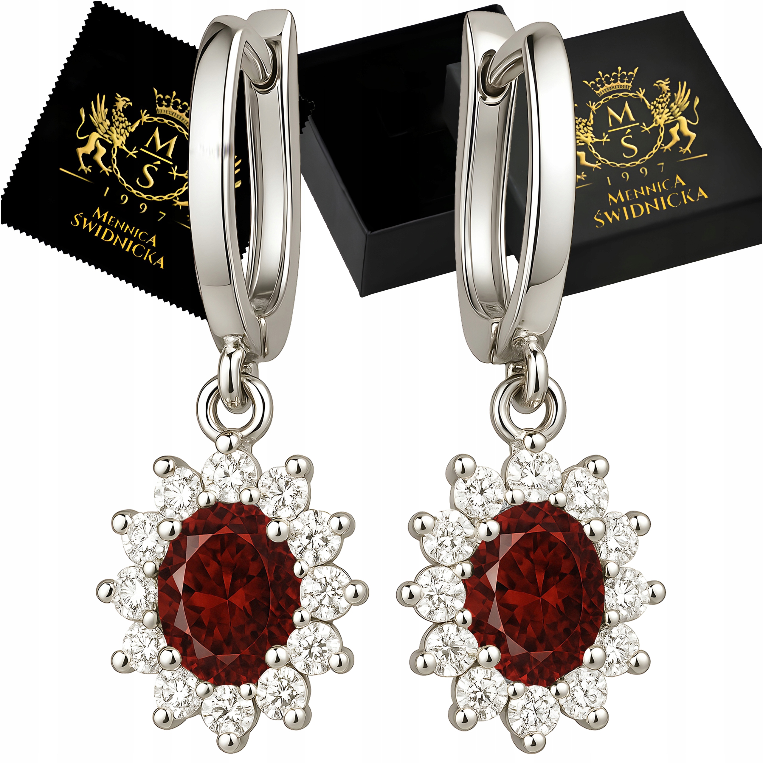 Stříbrné Náušnice Vintage Závěsné s Zirkony Dámské Anglické zapínání