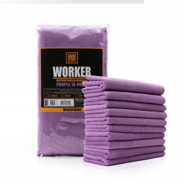Work Stuff Worker Purple mikrofibra 40×40 cm, 320 Gsm, zestaw 10 szt.