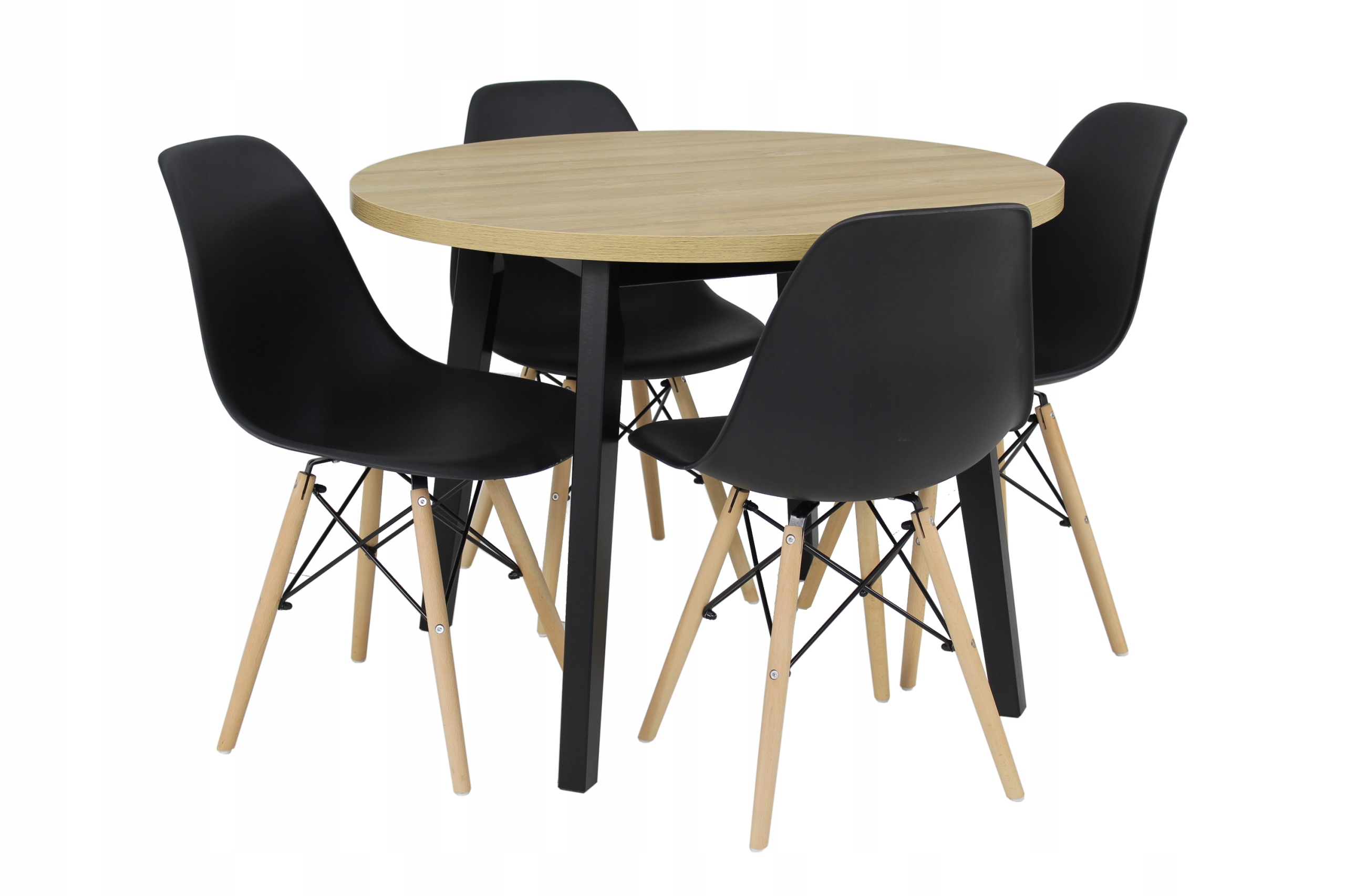 Okrągły stół 100 cm i 4 krzesła Skandynawskie