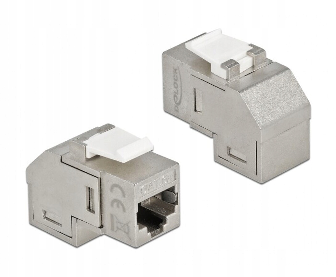 Moduł Keystone z gniazdem RJ45 do gniazda RJ45 Cat.6A kątowy Delock 86997