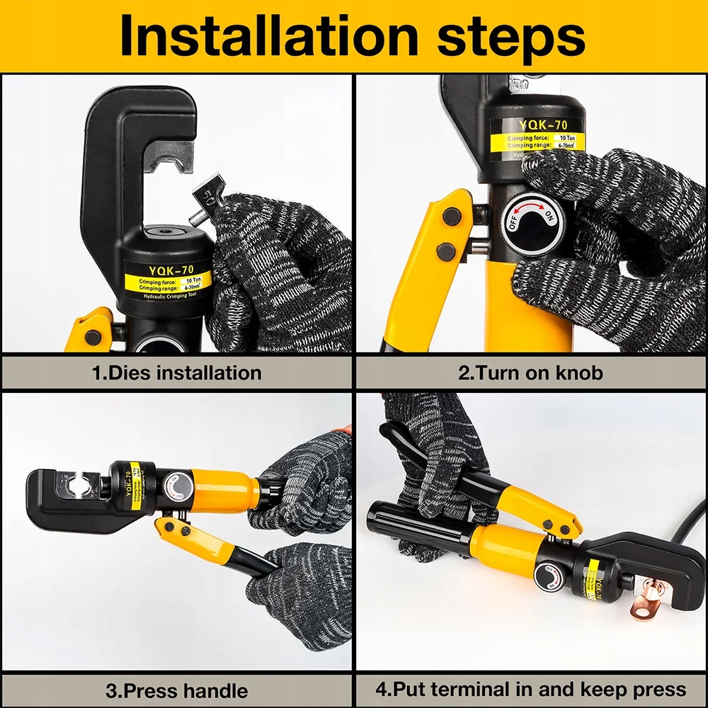 Hydrauliczne szczypce zaciskowe, ręczne narzędzie do zaciskania, 8T, 10-120mm² Marka bez marki
