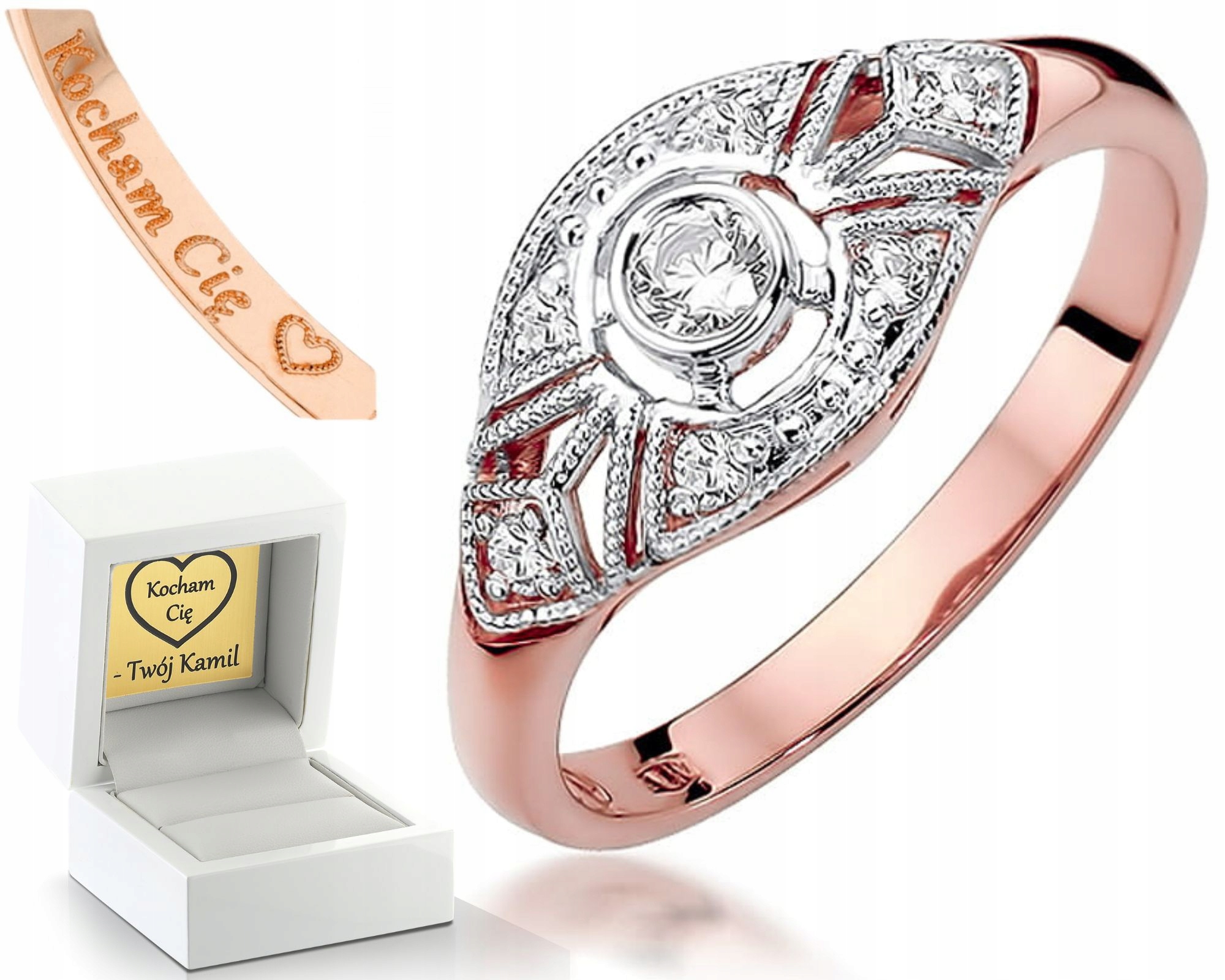 Růžové Zlato Prstýnek Se Zásnubními Brilianty Dárek