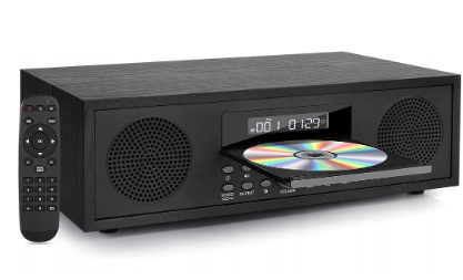 Rádio Jovell HiFi 40W Bluetooth Fm Usb Retro CD přehrávač Aux černé dřevo