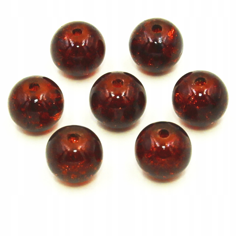 Koraliki Szklane Crackle 8mm brąz c. 14 szt.
