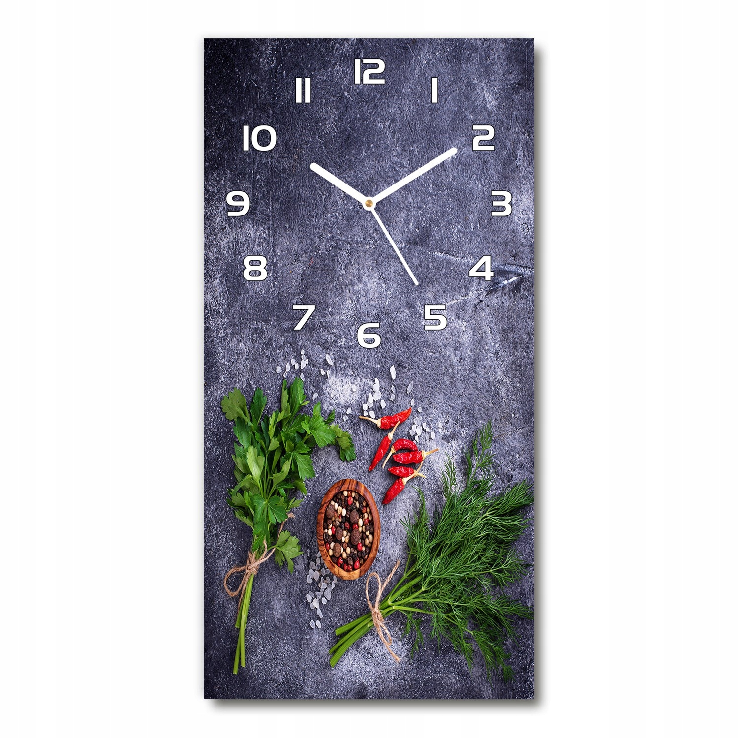 

Szklany zegar na ścianę Zioła i przyprawy 30x60cm
