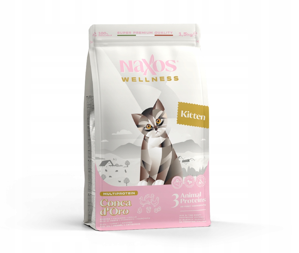 Levně Naxos Cat Kitten krmivo pro koťata na bázi kachny, kuřete a krůty 1,5 kg
