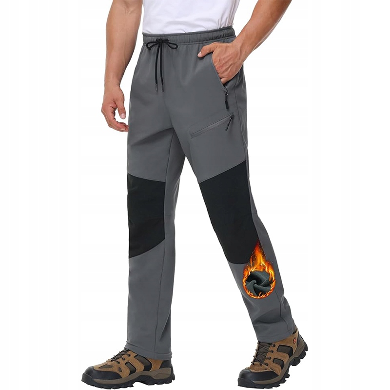 Spodnie trekkingowe męskie szare M wodoodporne ocieplane