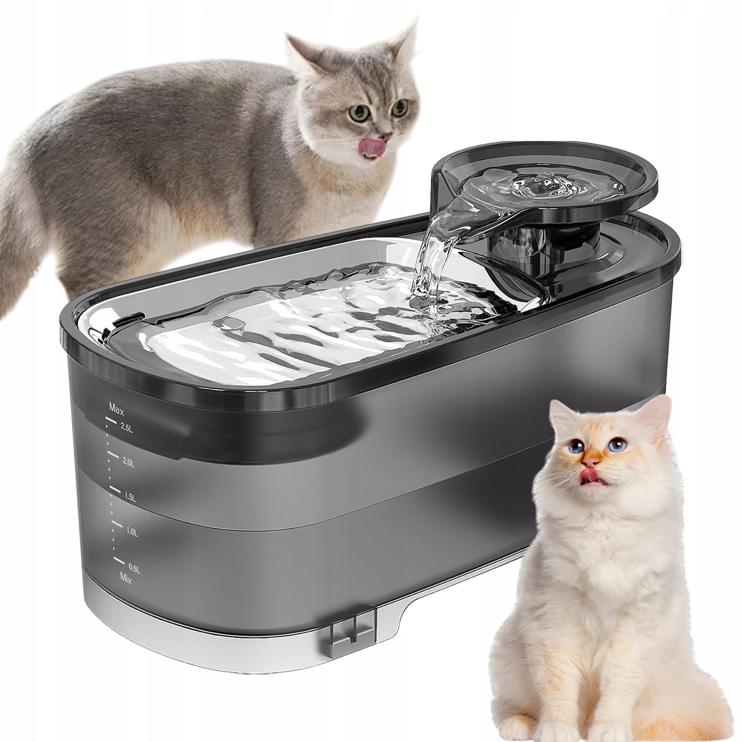 Levně Fontána Pro Kočky Automatická Tichost Uhlíkový Filtr Nádržka Průhledný