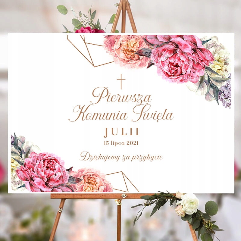 PLAKAT KOMUNIJNY PERSONALIZOWANY Sweet Peony Marka inna