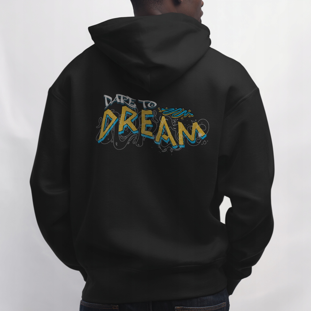 Oversize mikina „Dare to Dream“ – černá 330 g Unisex Premium Xs