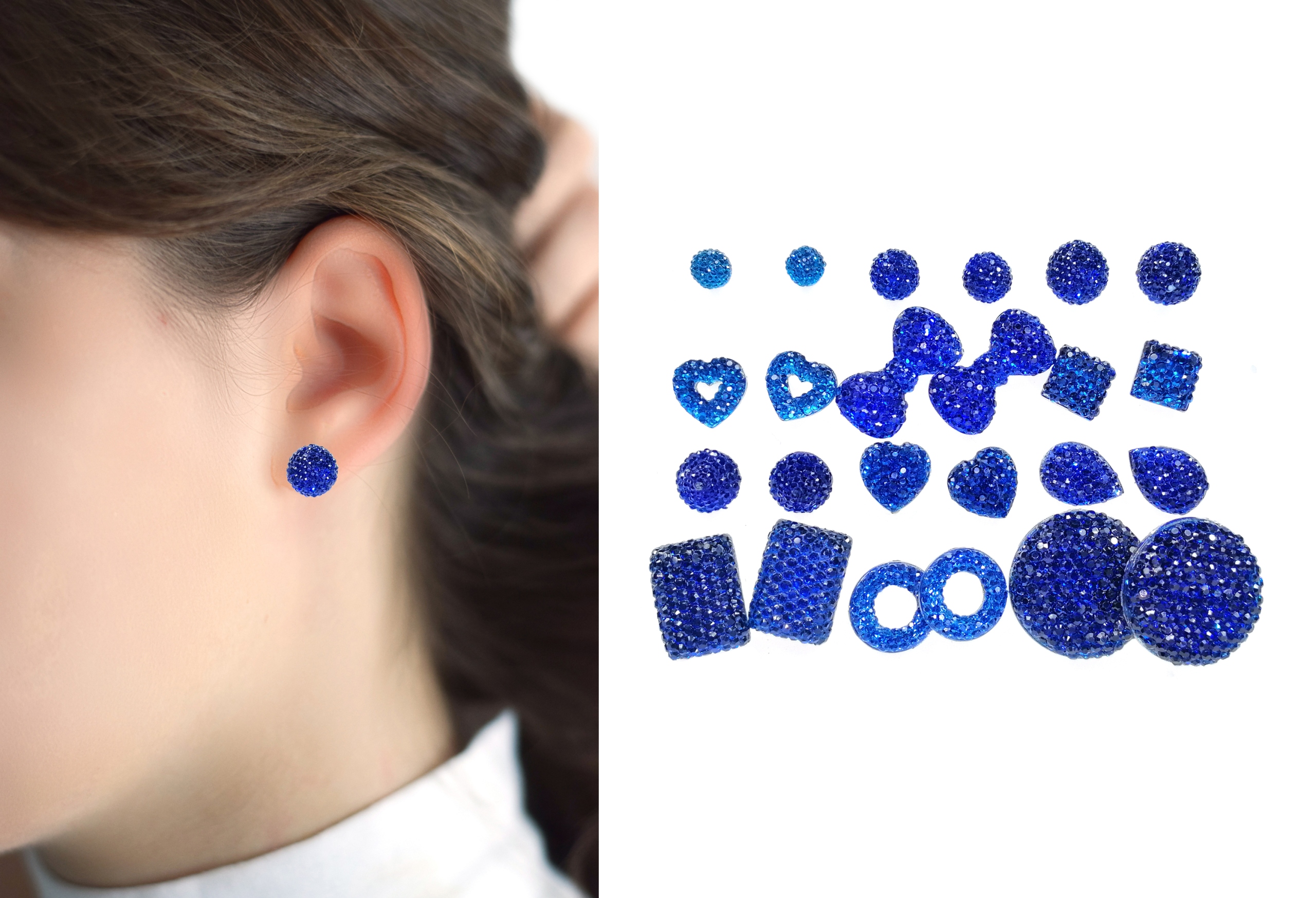 

Zestaw kolczyków 12 par kolczyki ciemnoniebieskie