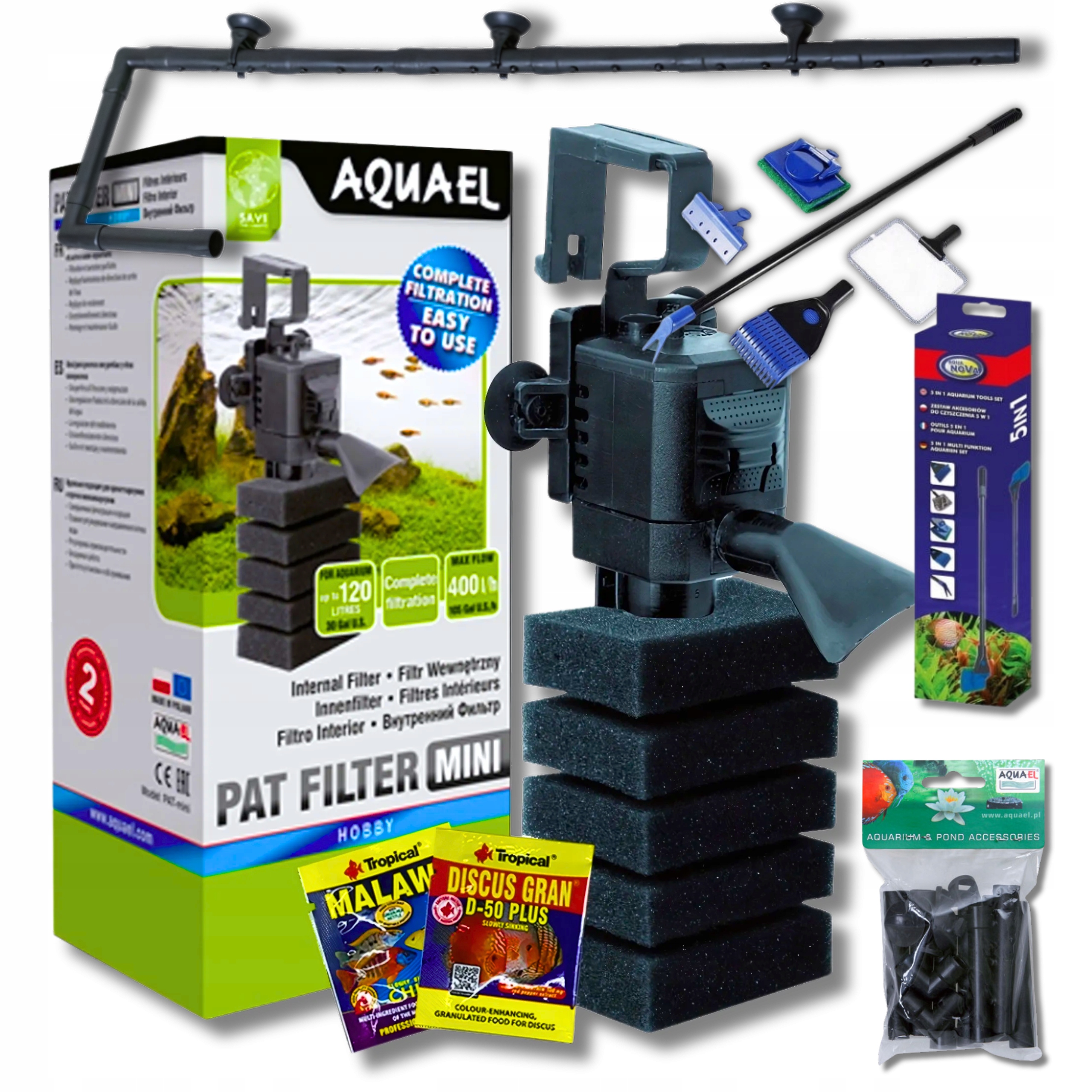 Levně Vnitřní Filtr Pro Akvárium Aquael Pat Mini Houbový 10-120L 400l/h Set