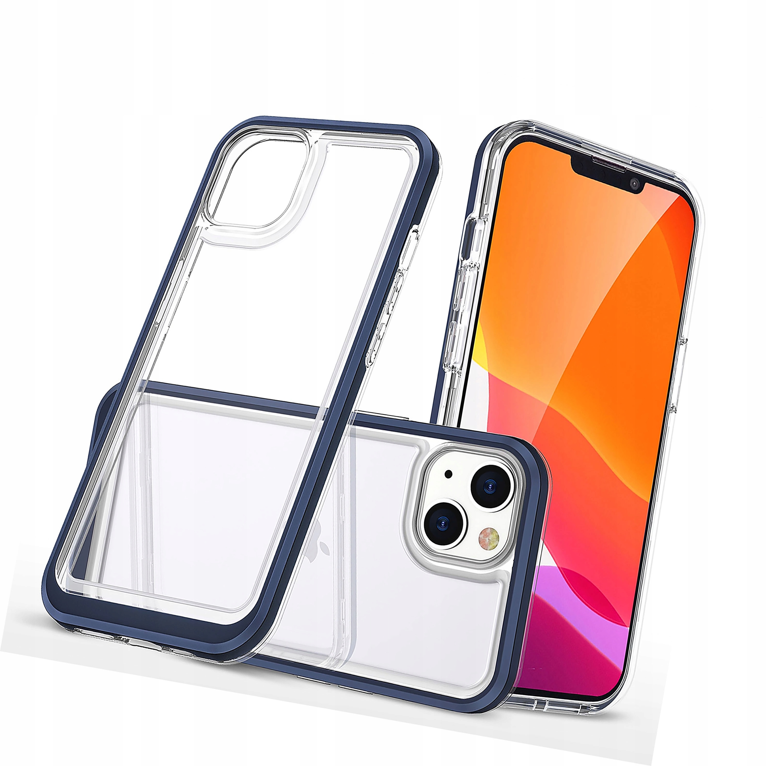 Clear 3in1 etui iPhone 14 Plus silikonowy pokrowiec z ramką niebieskie