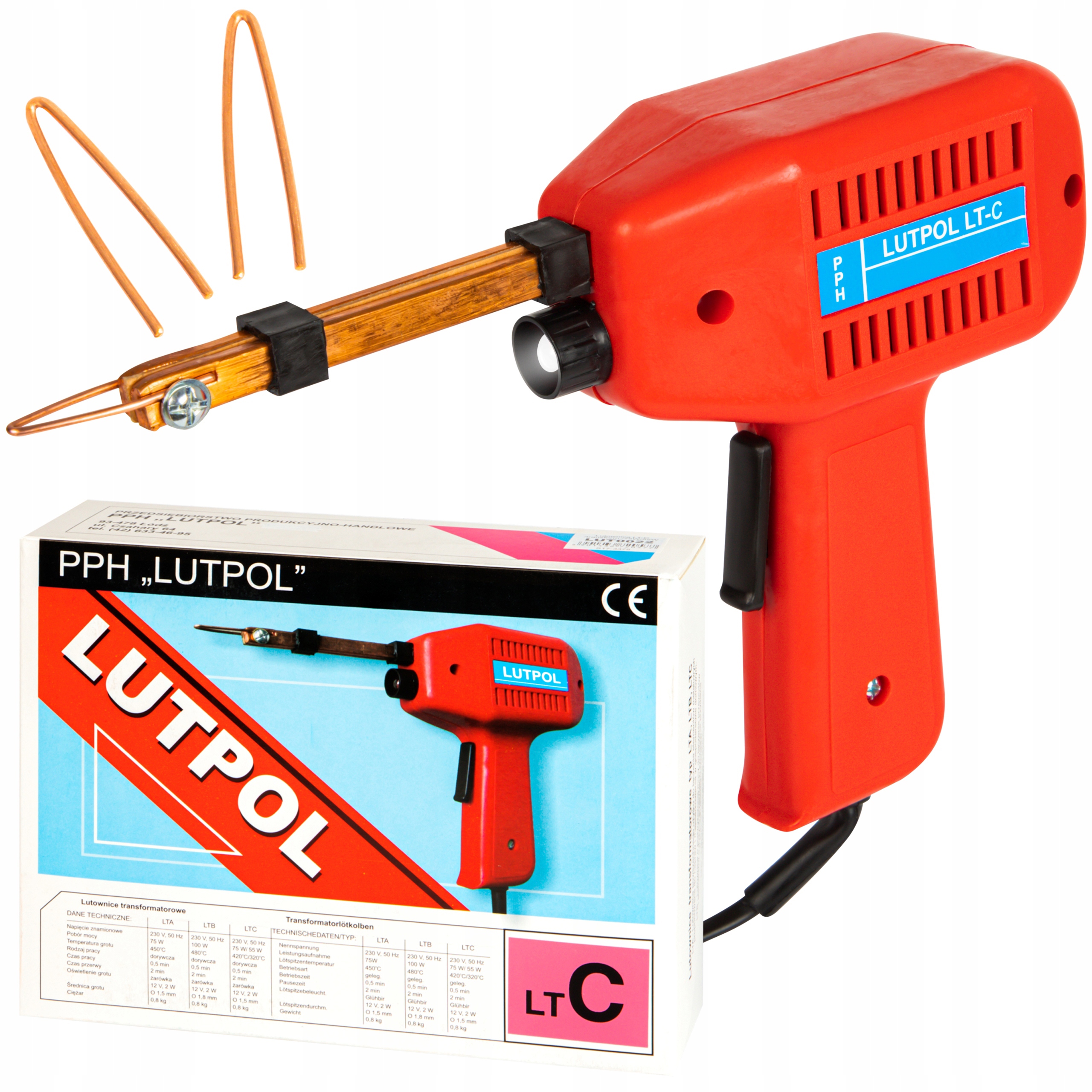 LUTOWNICA TRANSFORMATOROWA PISTOLET LUTPOL LT-C 55/75W REGULACJA LED GROTY