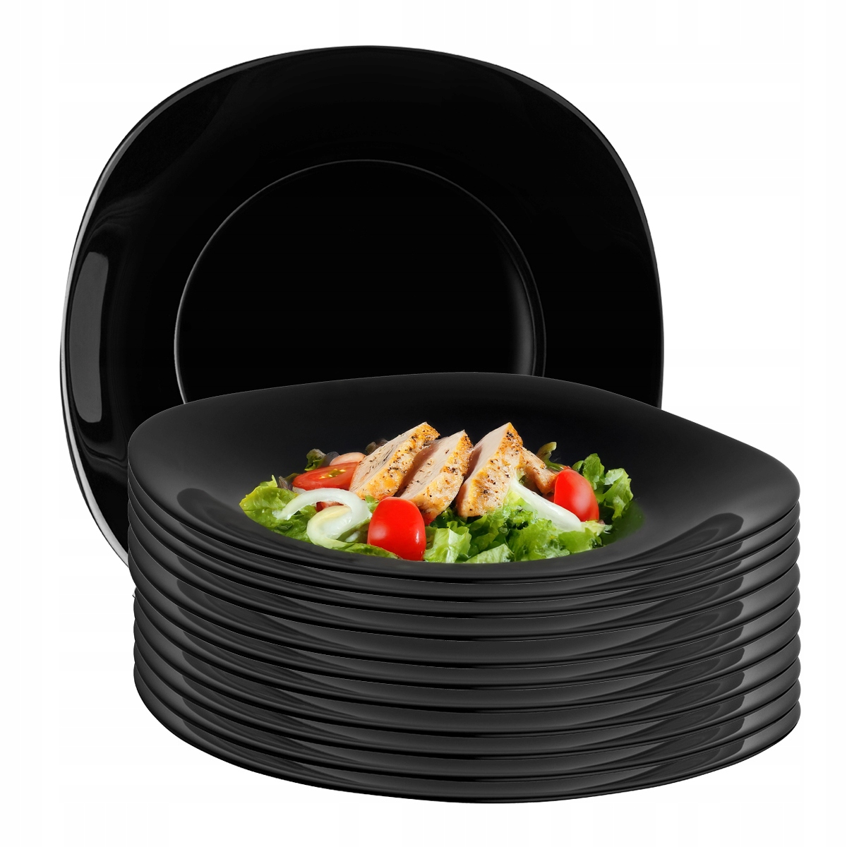 Sada talířů 12 ks Skleněné jídelní talíře Altom Black Harmony 27,5 cm