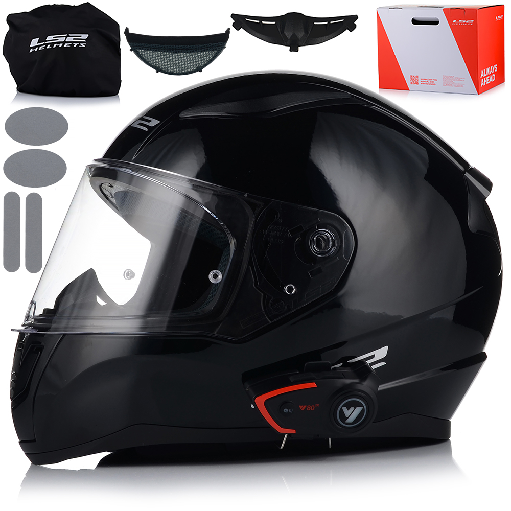 Motocyklová Prilba LS2 FF353 Rapid II Čierny Lesk Interkom Vito Bluetooth