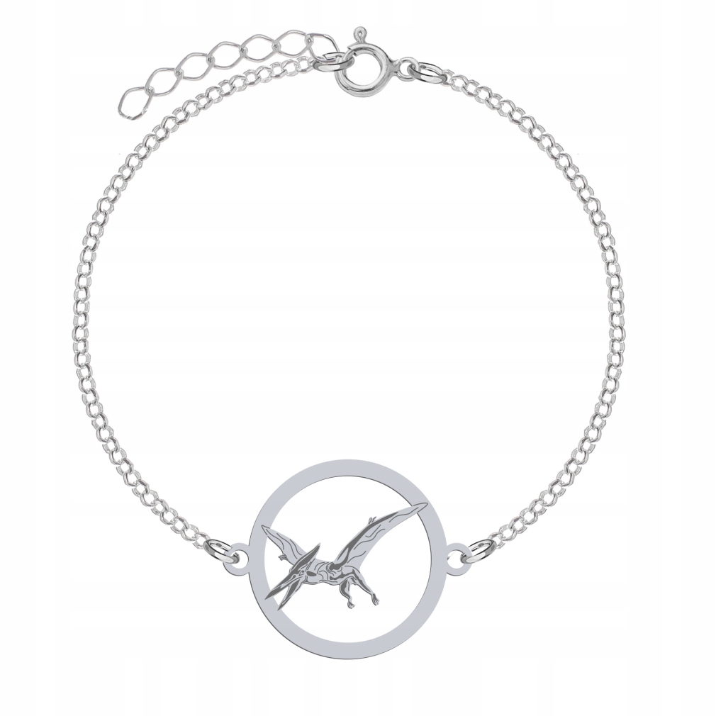 Stříbrný náramek s Pterodactyl 925 Dárek Šperky Žena Gravírování