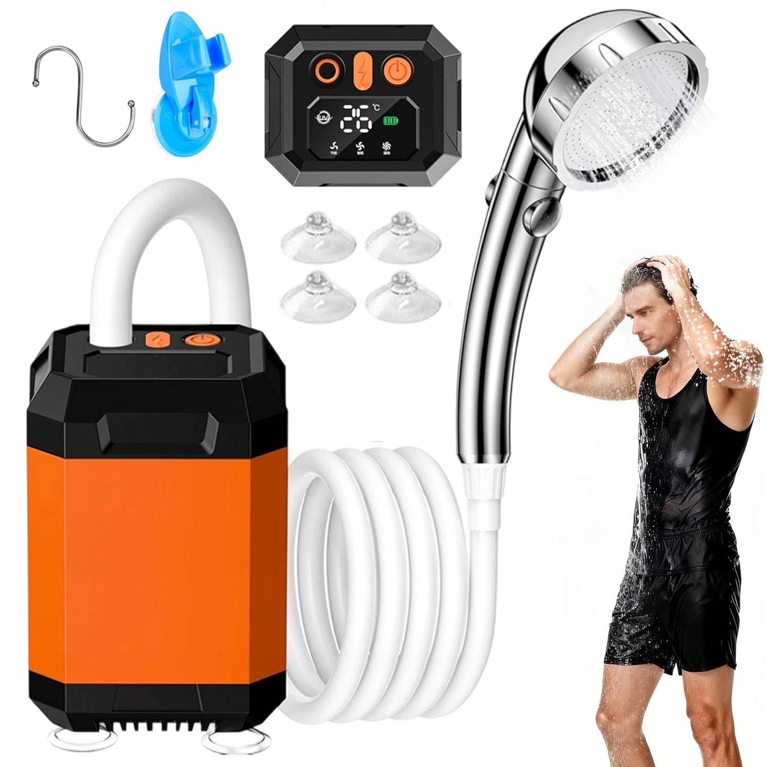 Kempingová Sprcha Přenosná S Uv Dezinfekcí, Obrazovka Výkonu Teploty