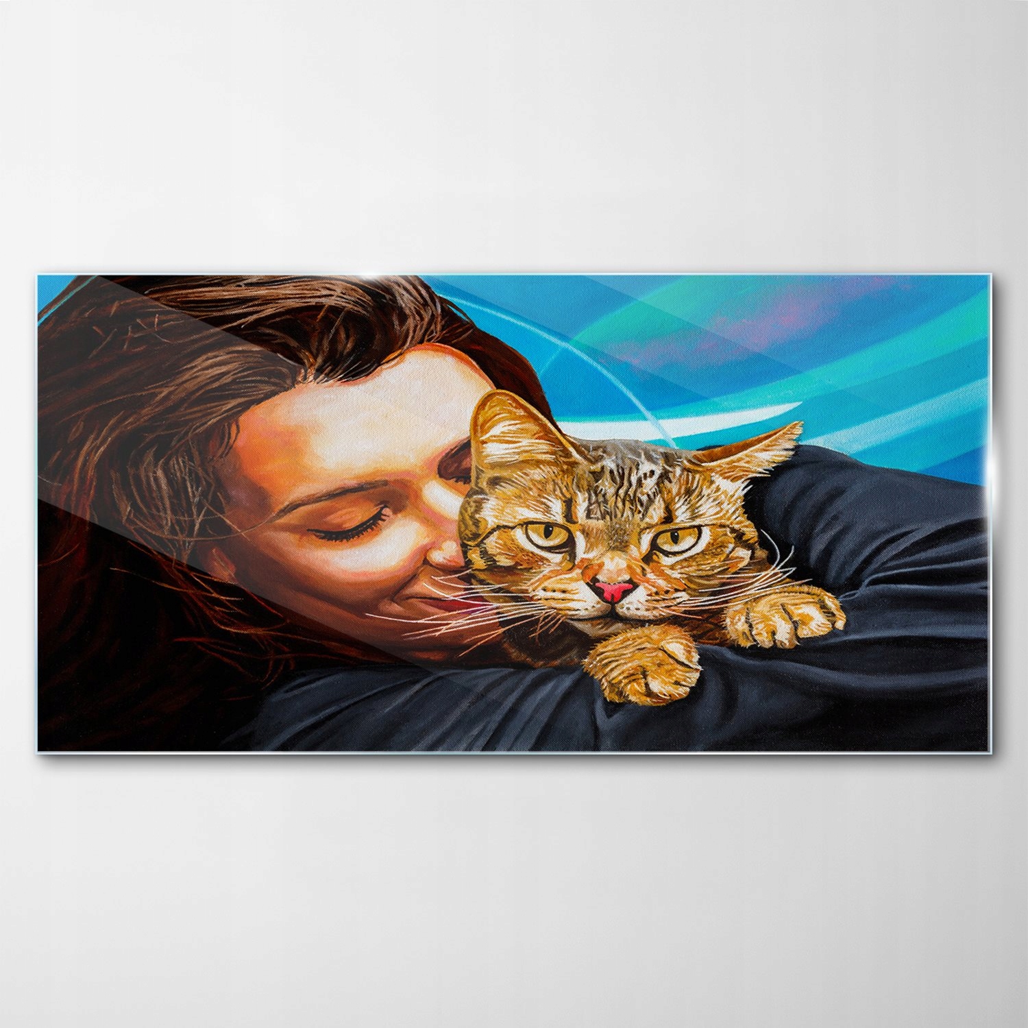 

Hartowany Obraz Szklany Kobieta Kot Zwierzę 120x60