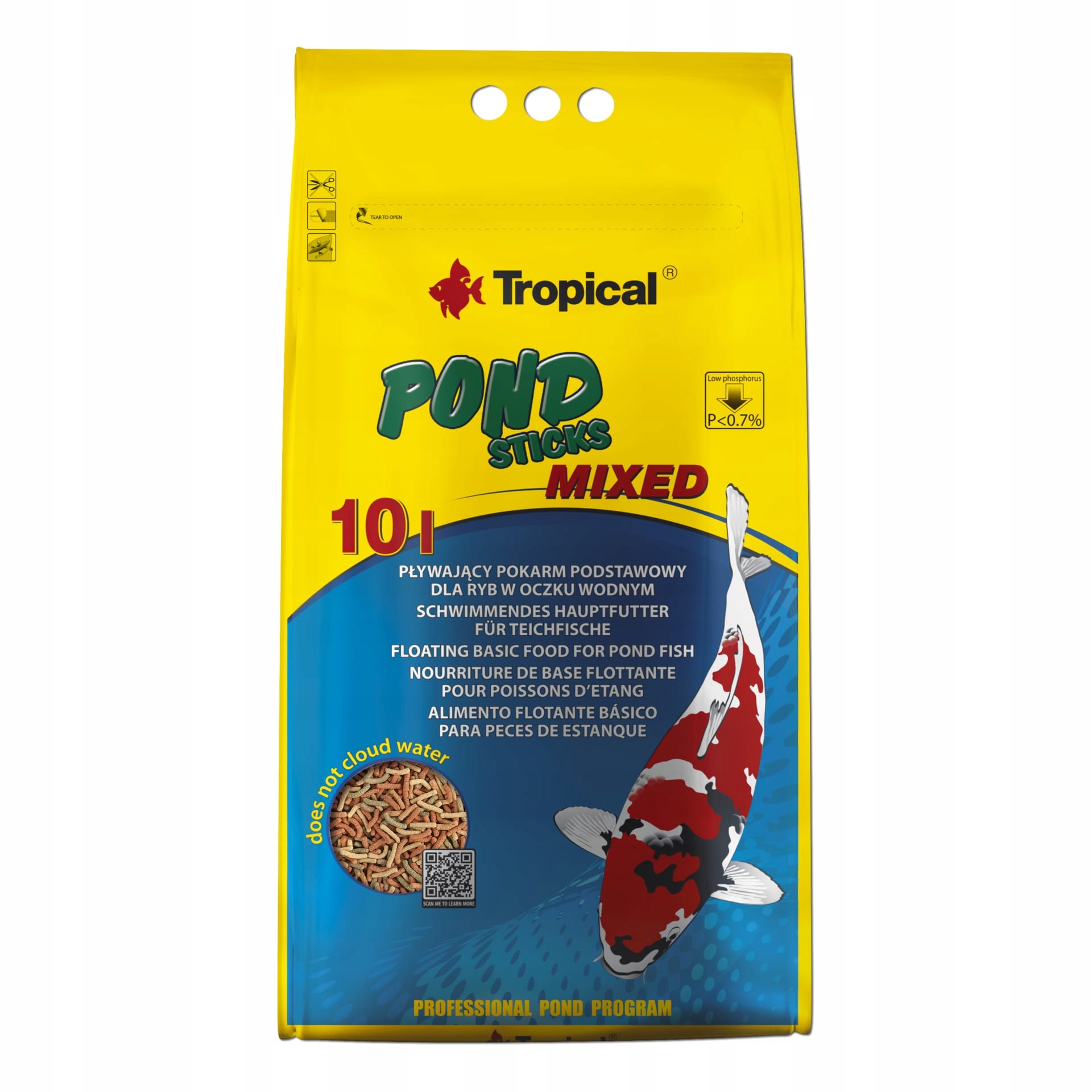 Pokarm wieloskładnikowy dla ryb oczkowych Tropical Pond Sticks Mixed 10l