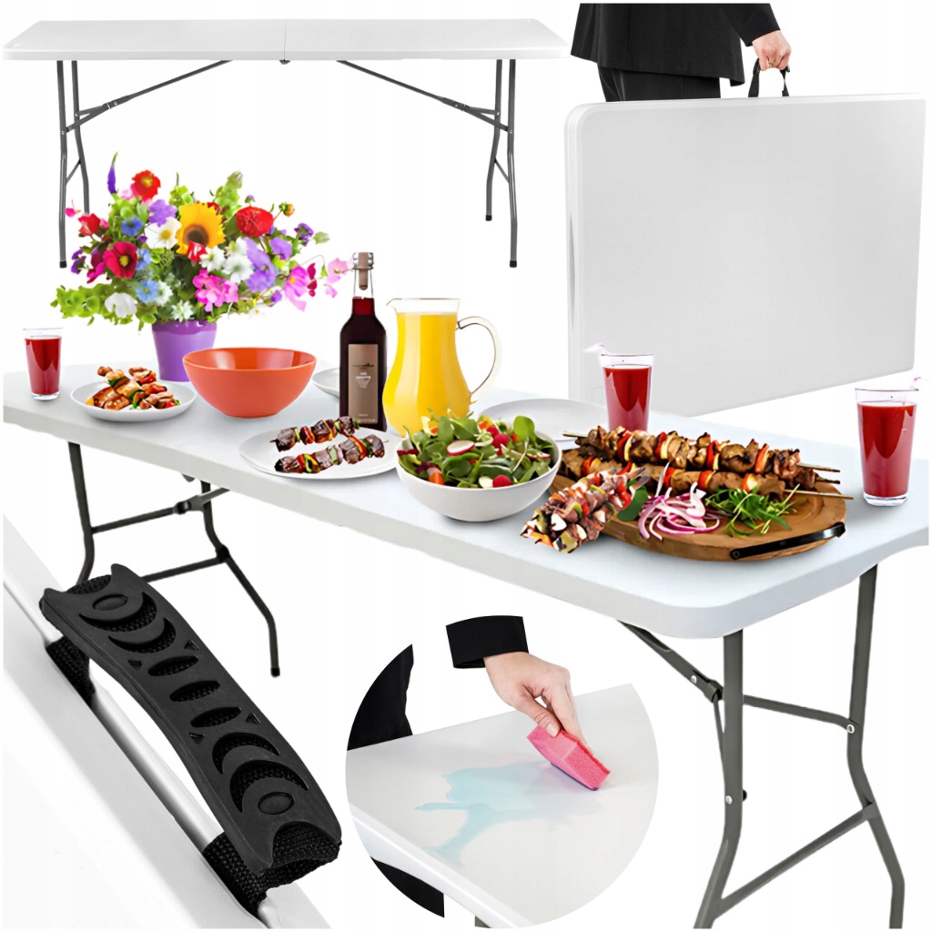 Stół Ogrodowy Rozkładany Składany Cateringowy Turystyczny 180 cm