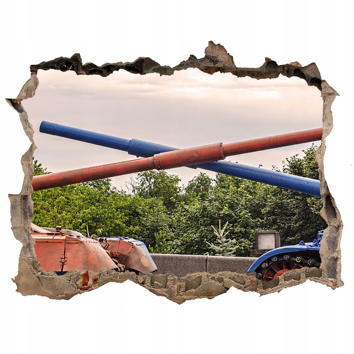 

Foto zdjęcie dziura na ścianę Dwa czołgi 120x81
