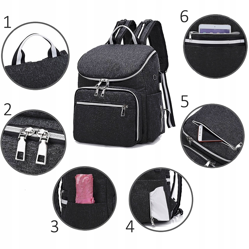 TORBA DO WÓZKA PLECAK DLA MAMY ORGANIZER TERMICZNA NA ZAMEK KIESZENIE USB Stan opakowania oryginalne