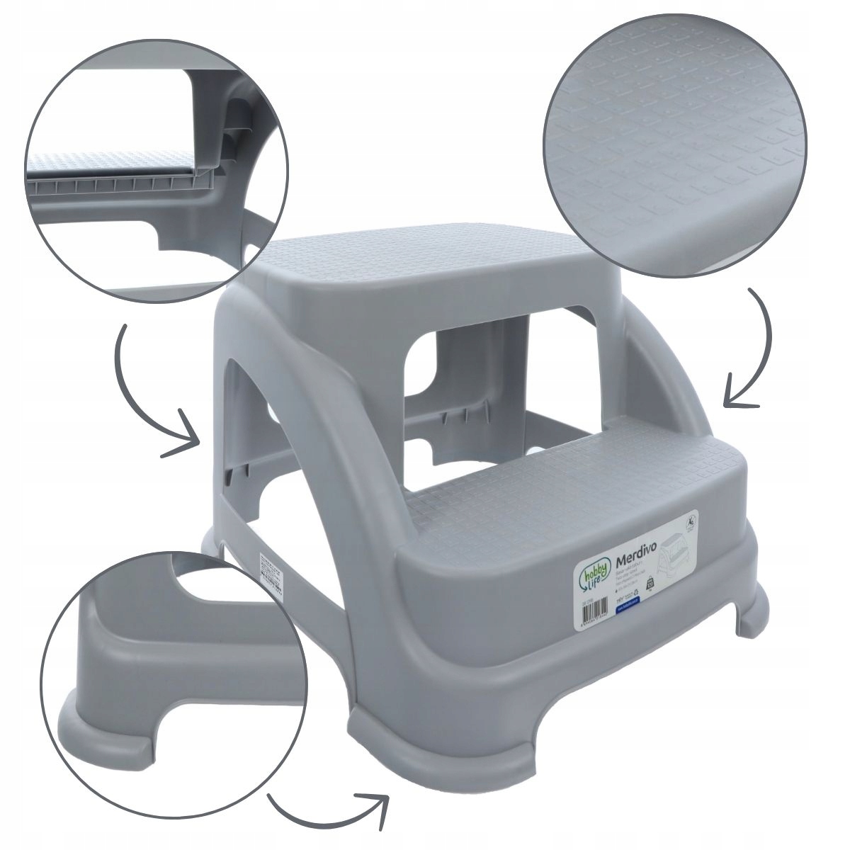 Podest dwustopniowy stopień podnóżek dla dzieci seniora antypoślizgowy Kod producenta HOB081398