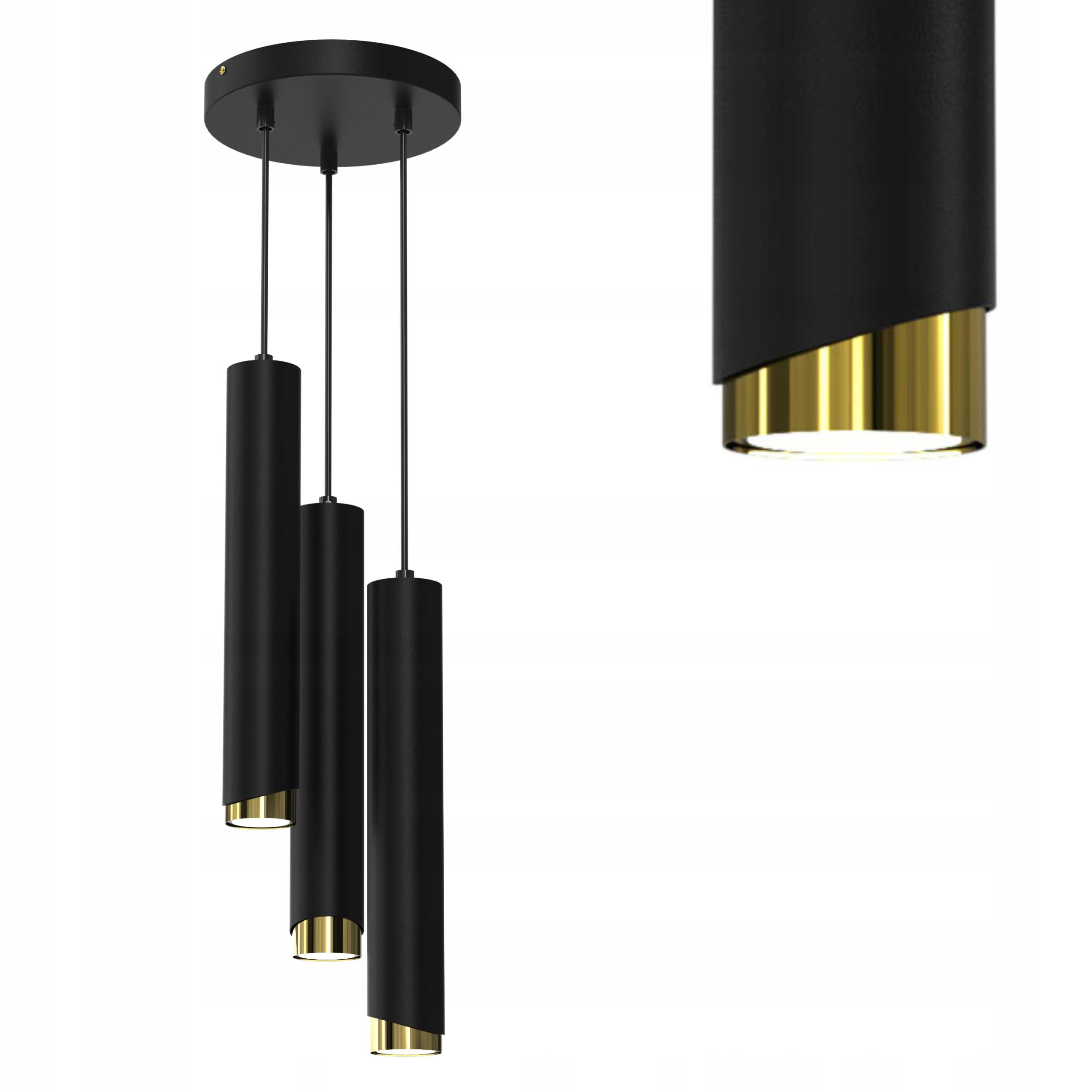 Závěsné Stropní Svítidlo Trubice Kov GU10 Loft Spot Černá Zlatá Sopel