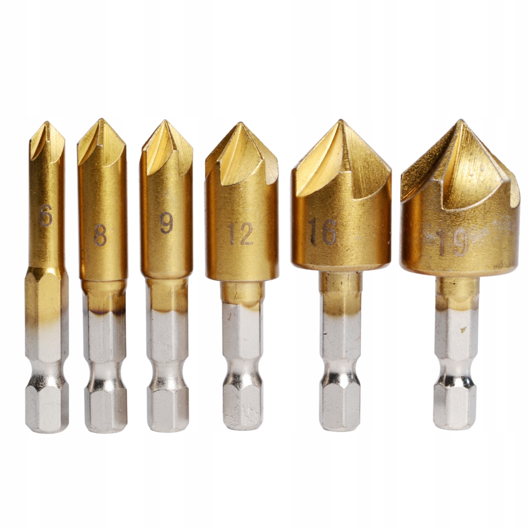 WIERTŁA FREZUJĄCE FREZY STOŻKOWE POGŁĘBIACZE 6-SZT Marka Falon-Tech