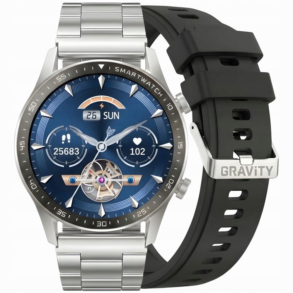 Chytré Hodinky Pánský Gravity GT10-6 Amoled, Přídavný Pásek (sg046f) Gravírování