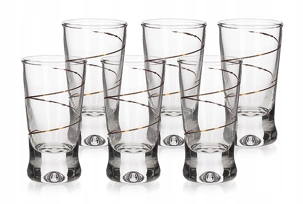 

6 x Kieliszki Do Wódki Złota Spirala 25 ML Komplet