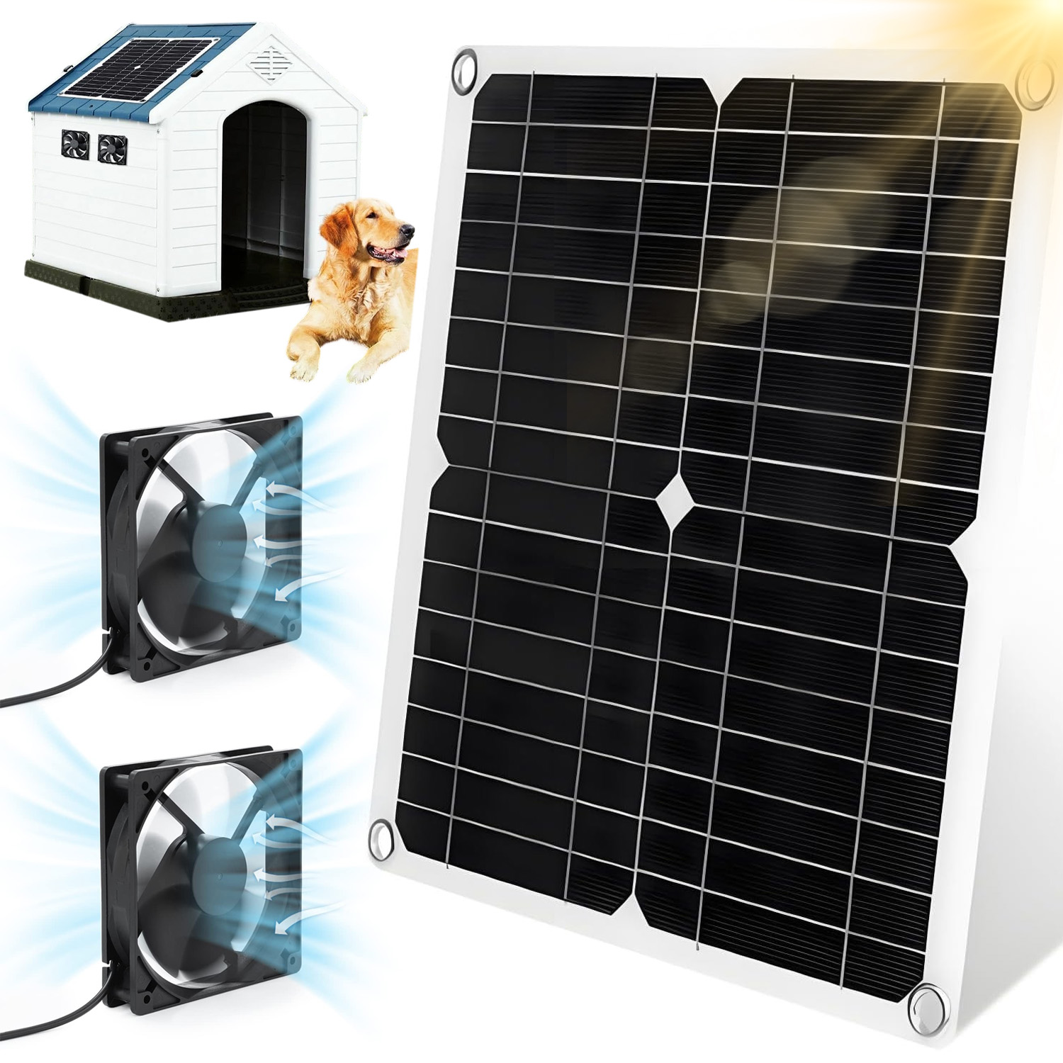 Wentylator Solarny 12W, Wentylator Wyciągowydo Szklarni Kampera Kurnikowego