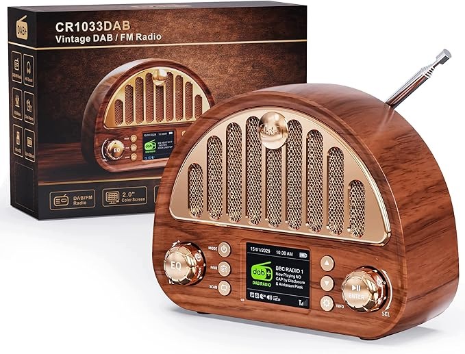 Rocam Digitální rádio Dab/dab+, vintage s výkonným zvukem 8 W, Bluetooth