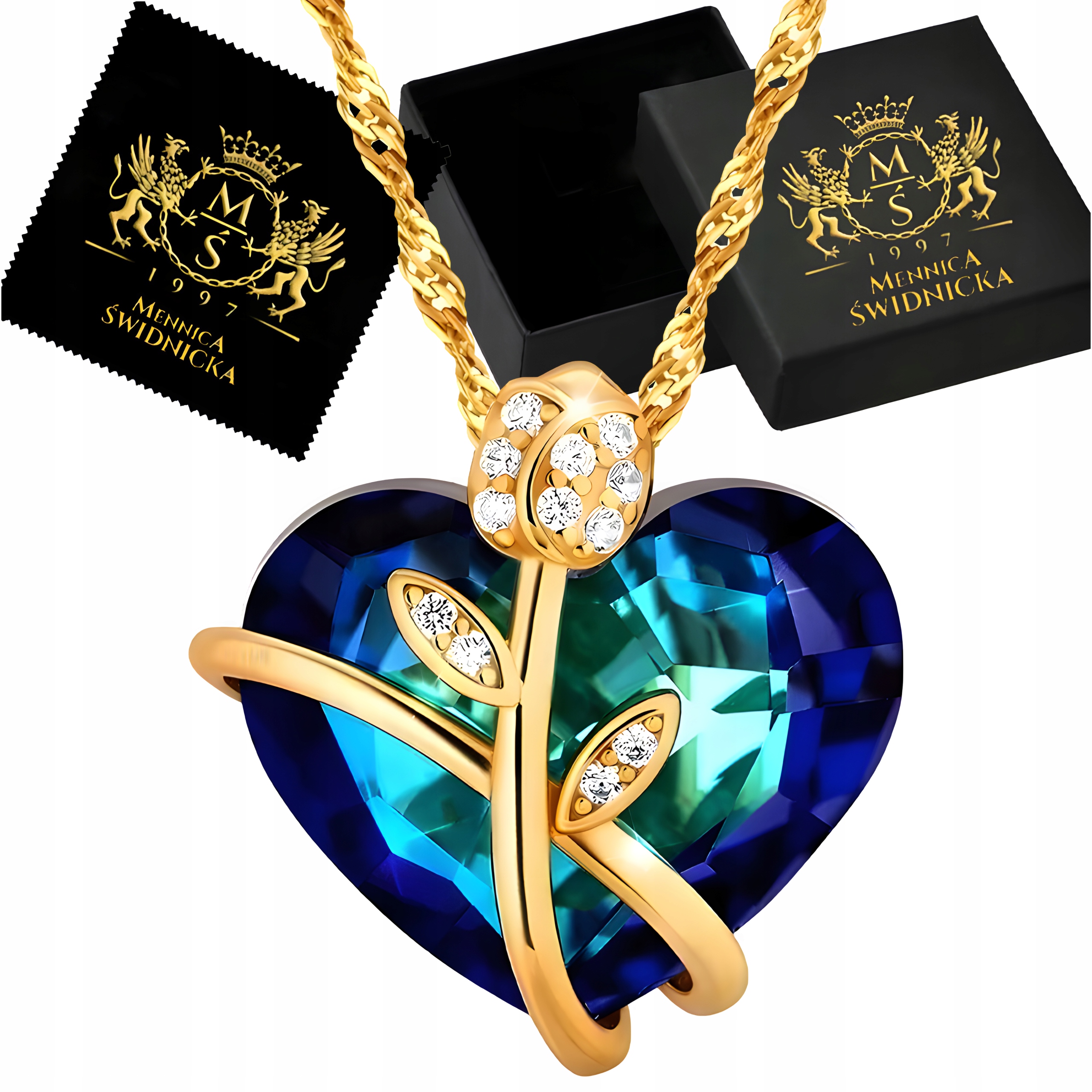 Stříbrný pr.925 Náhrdelník Srdce Pozlacený Dárek pro ženu na Valentýna