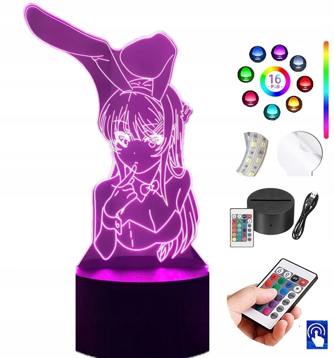 

Lampka Nocna Anime Bunny Girl 16 Kol. Led Plexido