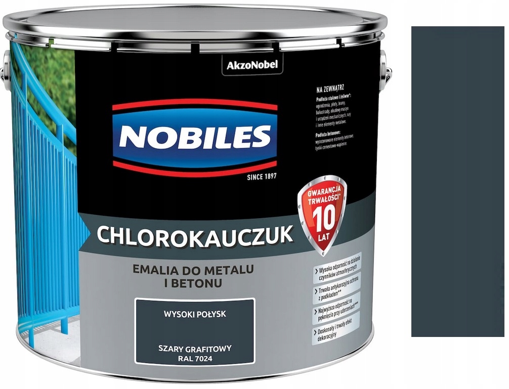 Nobiles Chlorokauczuk Szary Grafitowy 7024 10L