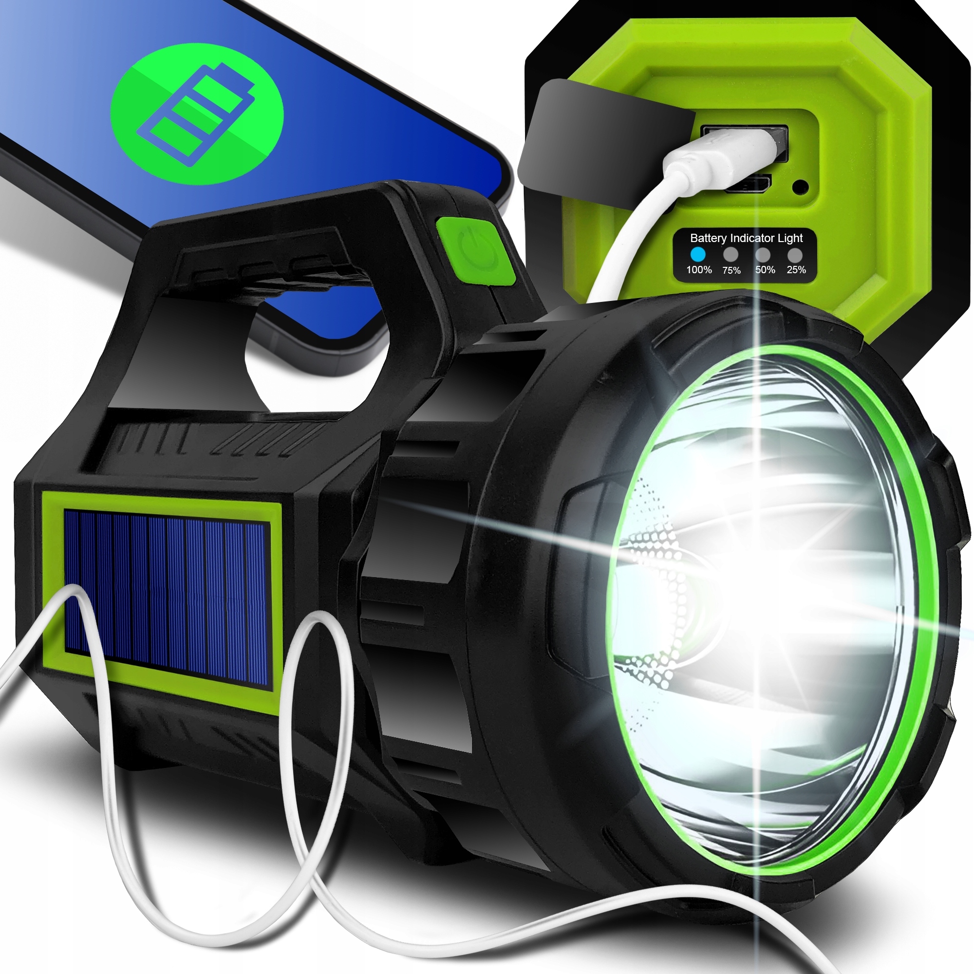 

Latarka Szperacz Akumulatorowa Solarna Mocna