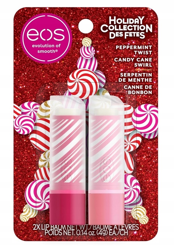 Eos Sváteční Kolekce Balzám na rty Peppermint Twist Candy Cane Swirl