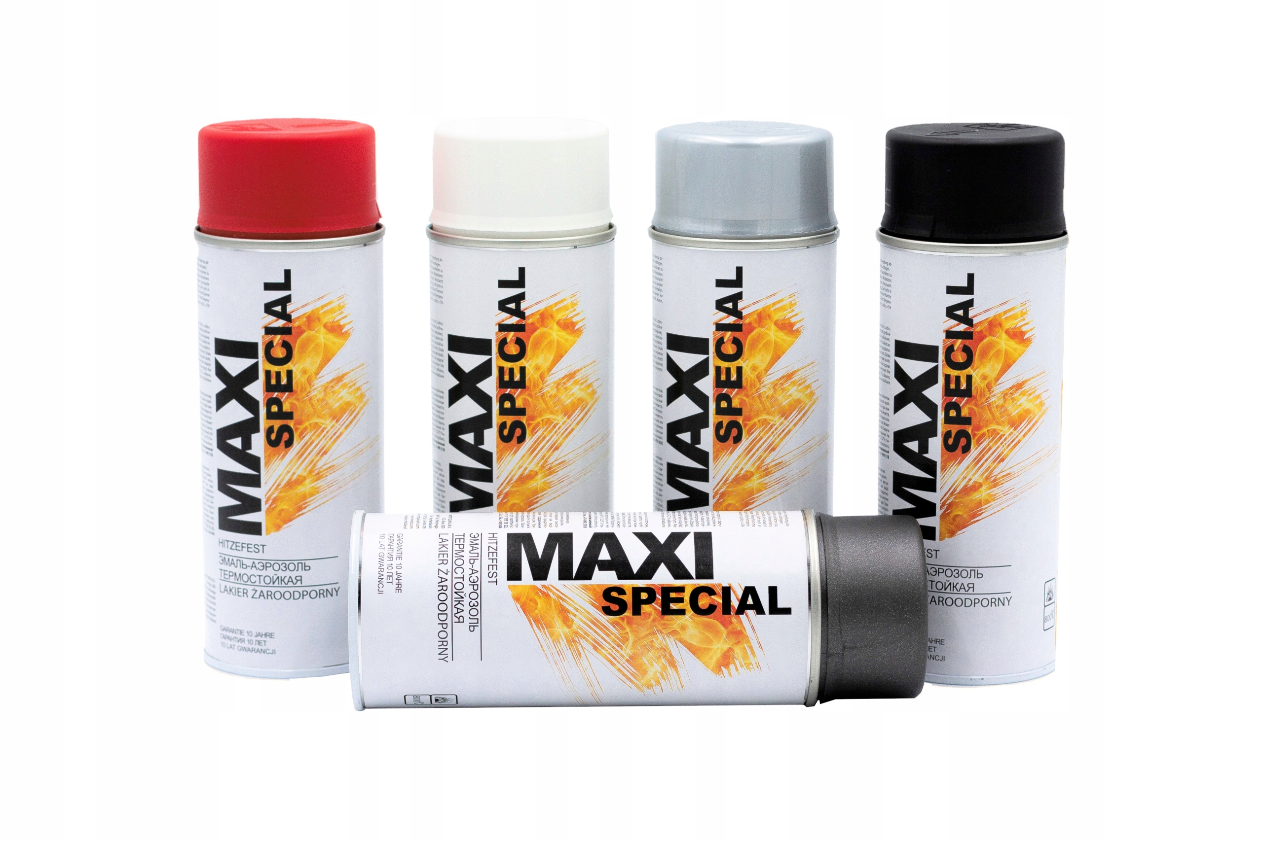 6xMAXI zaroodporny spray farba tlumikow 300 BIALY Opakowanie Spray