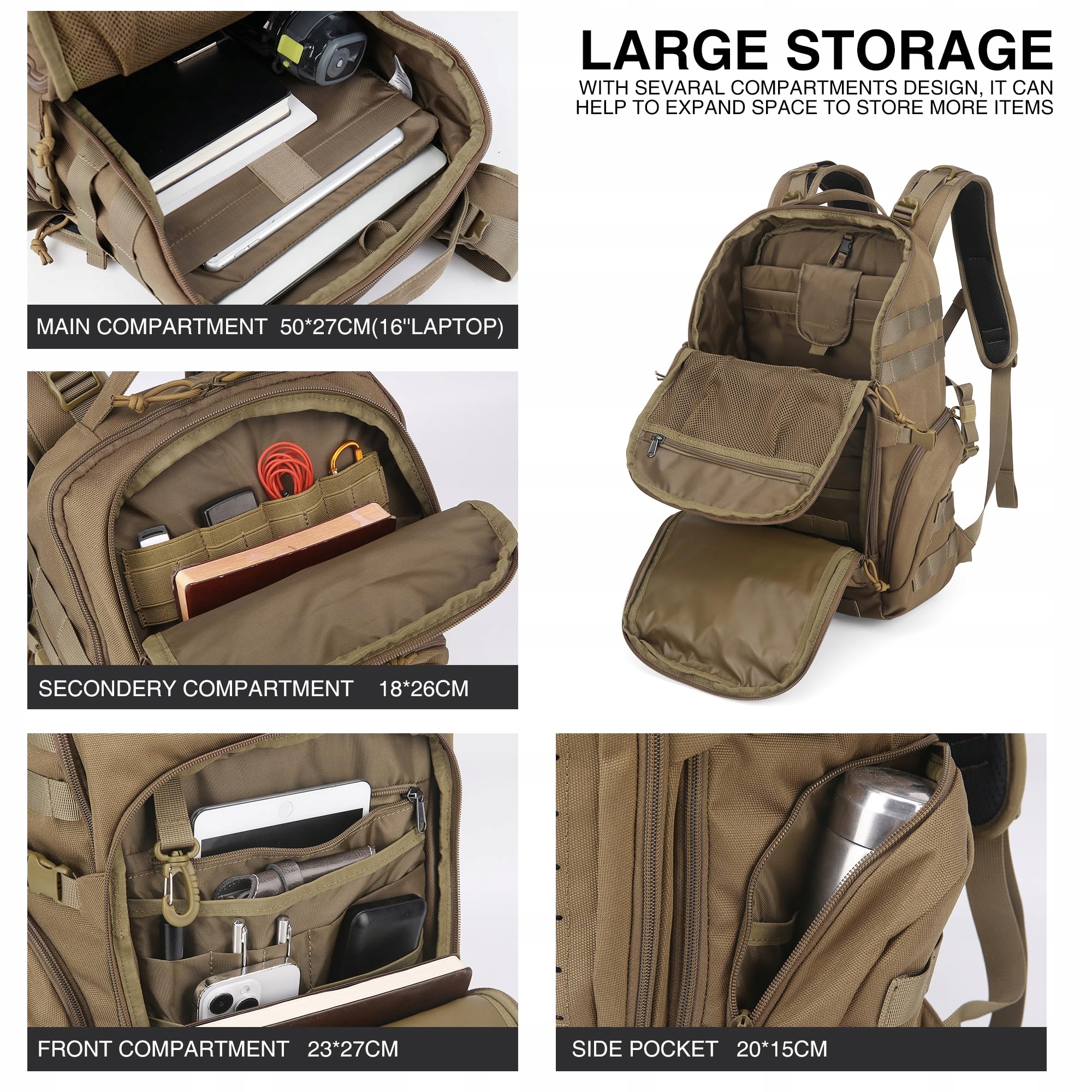 MARDINGTOP Plecak 30L Molle Na Laptop Do Miasta Biznesu I Podróży — miniatura 5