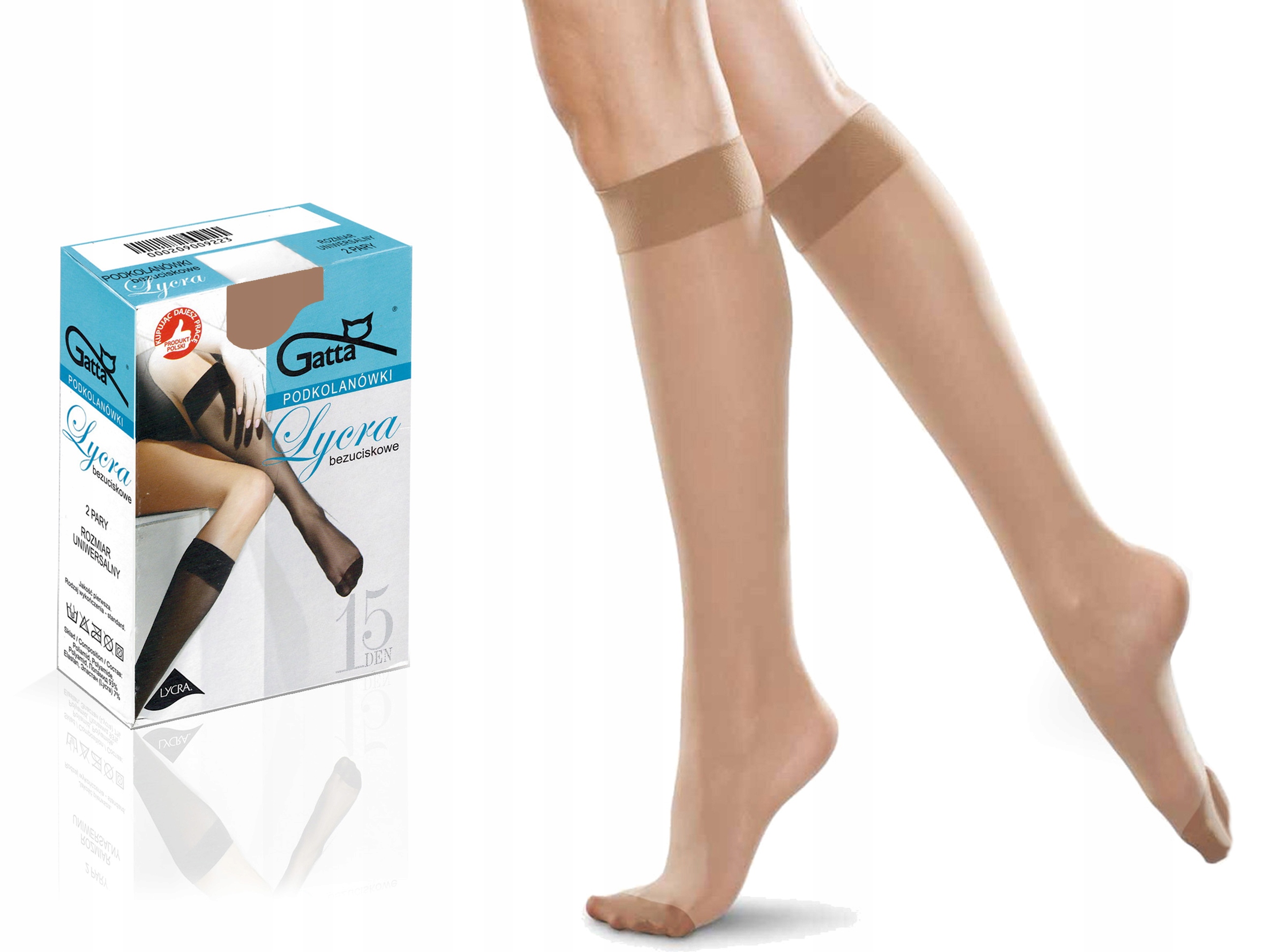 

Podkolanówki Gatta lycra, 15den, 2 pary bronzo uni