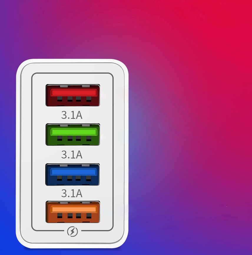 SZYBKA ŁADOWARKA SIECIOWA USB QuickCharg 3.0 4xUSB Prąd wyjściowy 3100 mA
