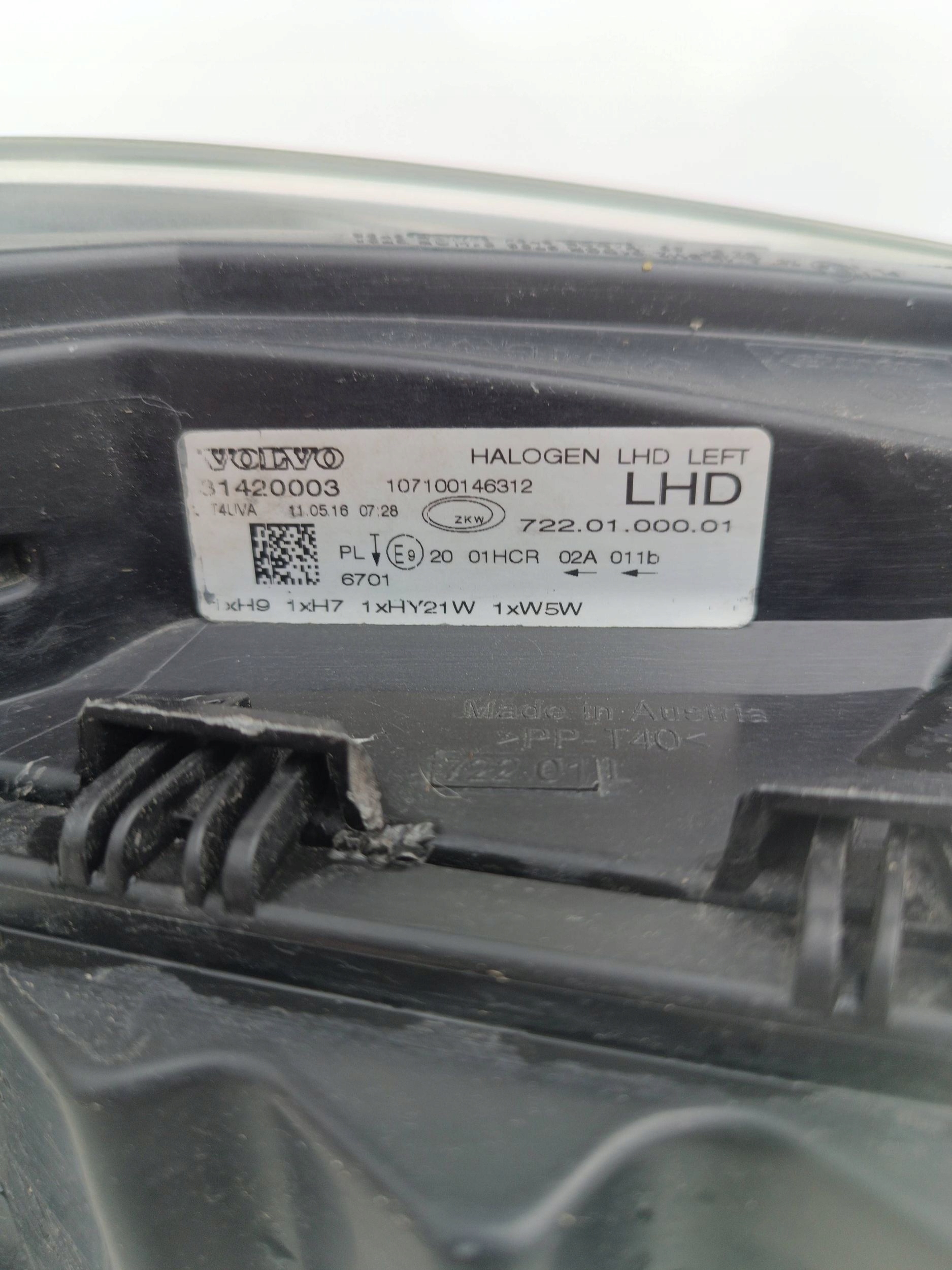 light front left EUROPA H7 31420003 Volvo V40 II (2012-2019)