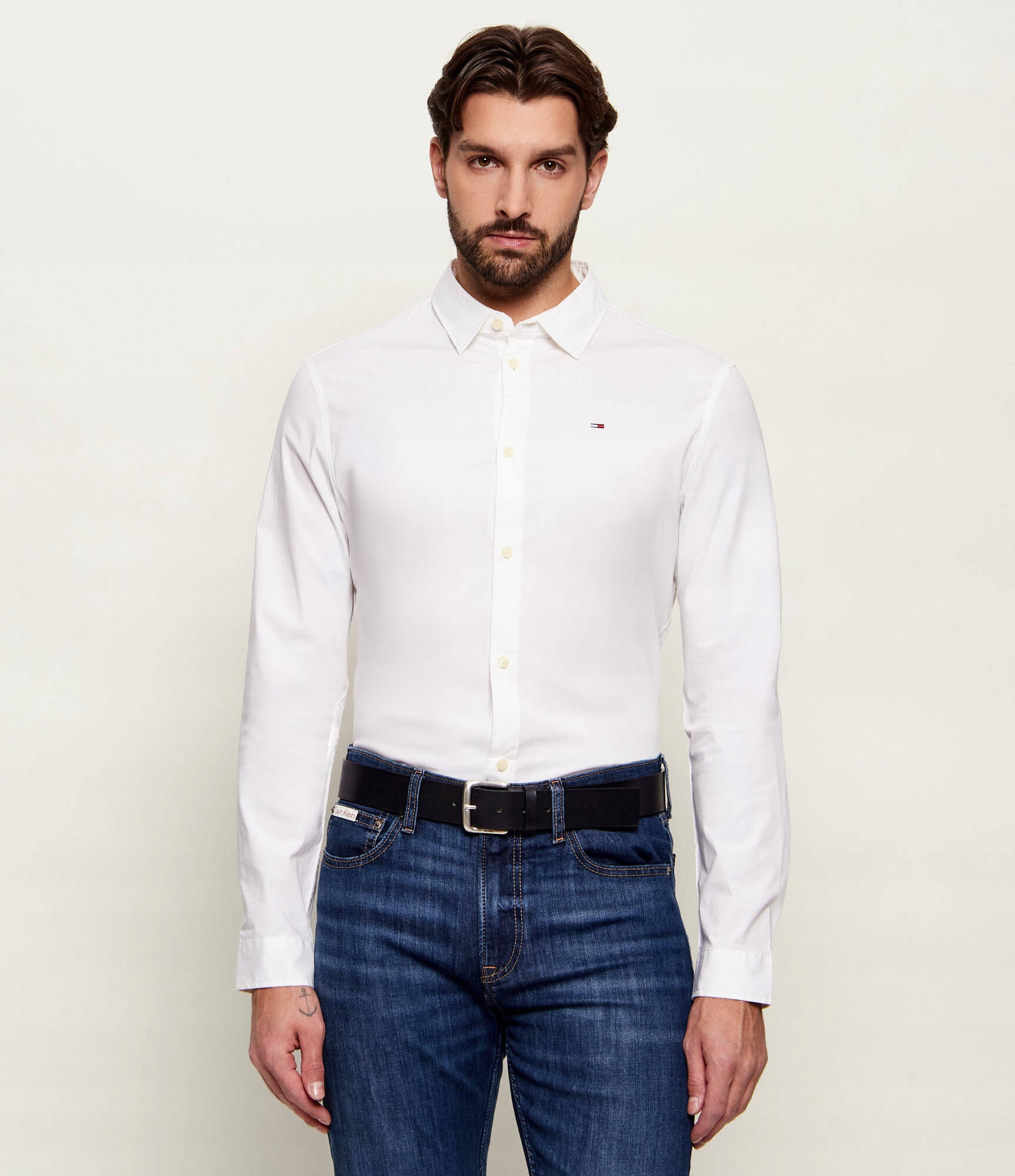 Tommy Jeans Pánská Elegantní Bílá Košile S Knoflíky Xs 7FA