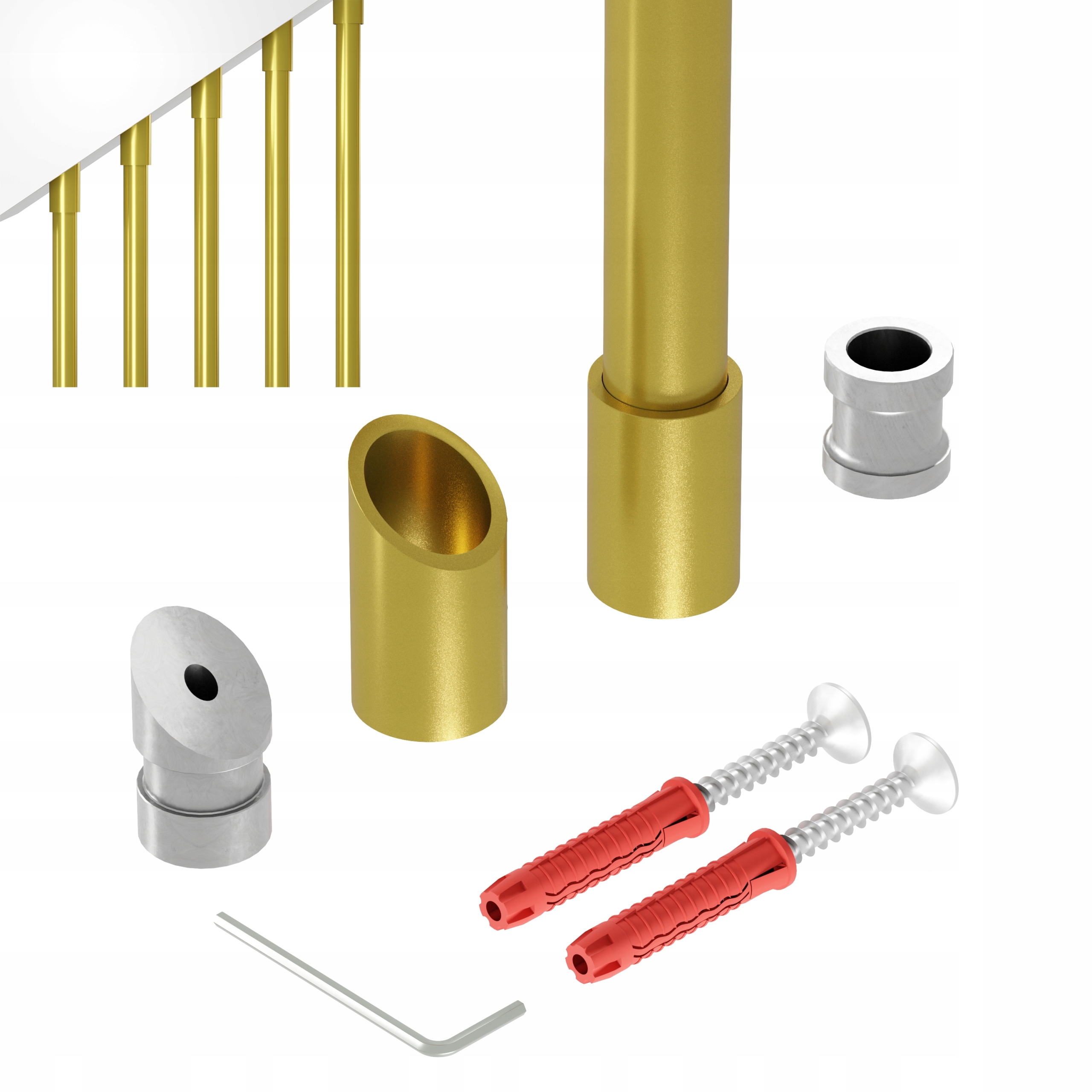 Zábradlí na schody šikmé 40 st tralka fi 20 mm zlaté 295 cm Noa 40