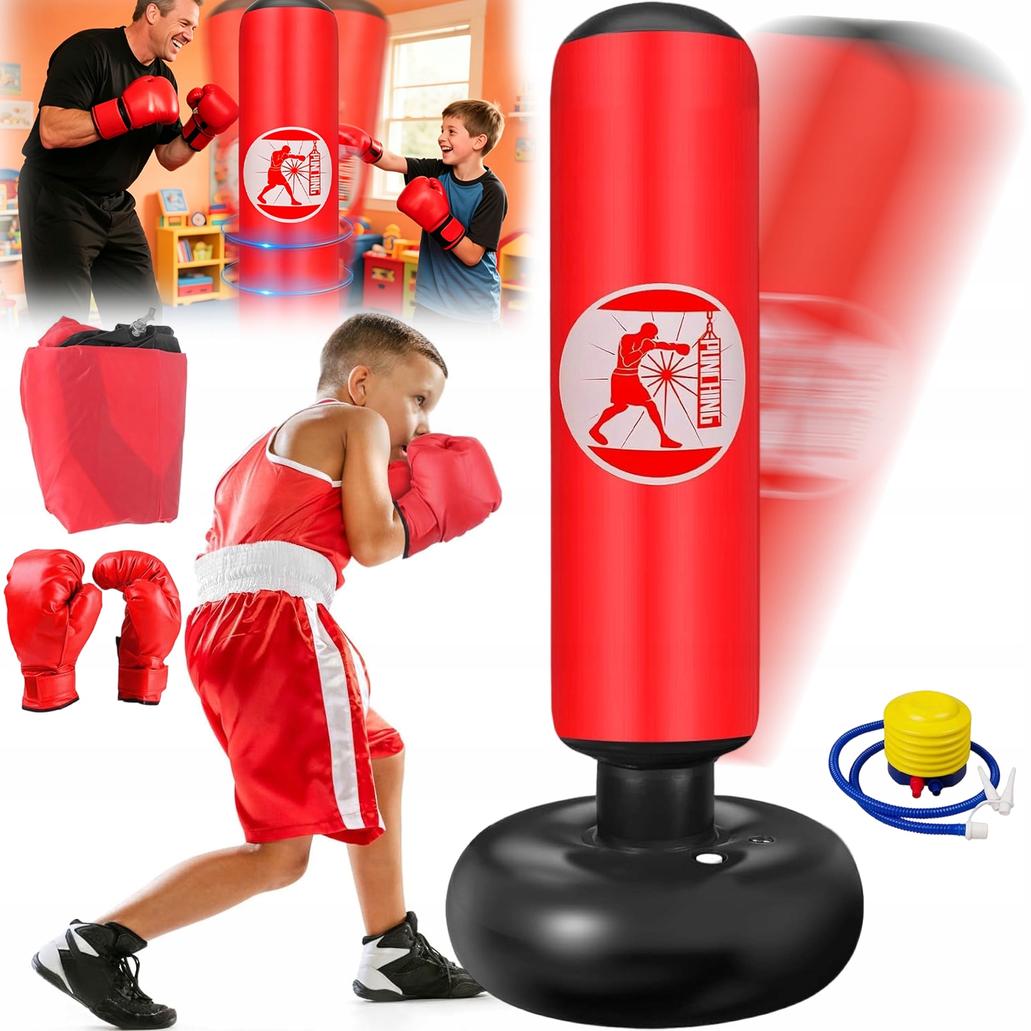 Worek Bokserski Treningowy Worek Bokserski Dla Dzieci Stojący 160CM +pompka
