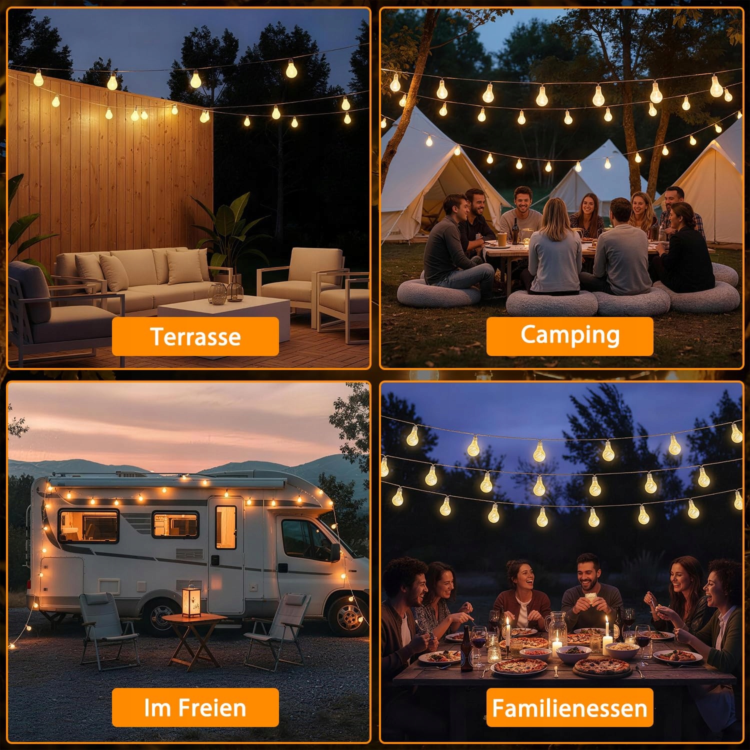 STARRYEVER Vintage 15M Lampa LED Zewnętrzna Ogród Balkon Patio Dekoracja — miniatura 5